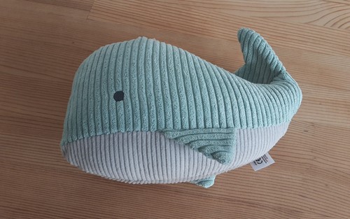 NEXT Piumino peluche morbido balena in velluto a coste verde grigio bambino nuovo con etichette - Foto 4 di 6