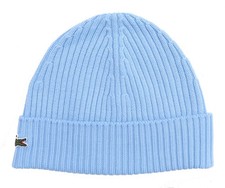 LACOSTE - STRICKMÜTZE MÜTZE BEANIE RB0001 - WOLLE - BLAU HELLBLAU - NEU