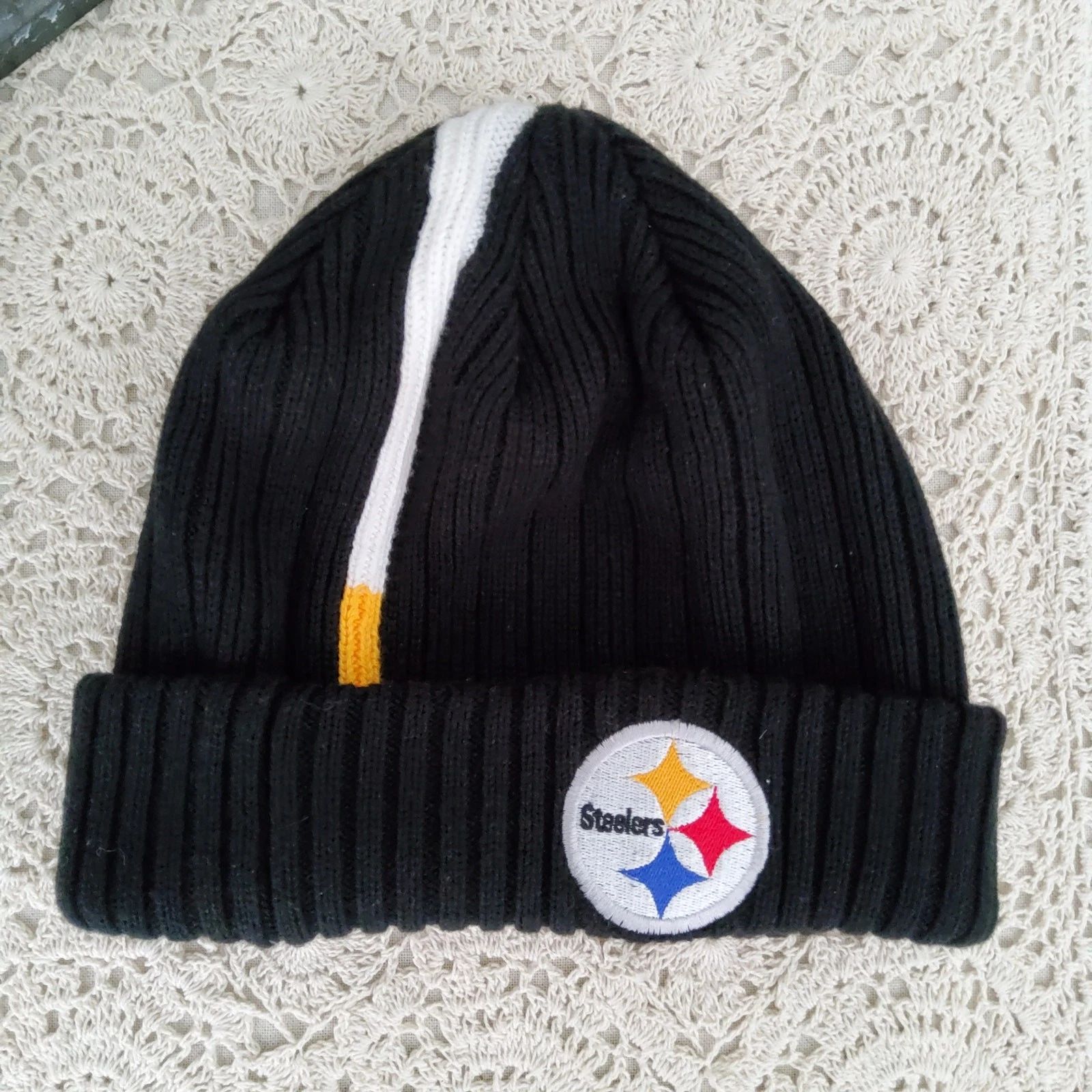 New Reebok NFL Pittsburgh Steelers Beanie Toboggan Acrylic Cotton Hat Black Gold