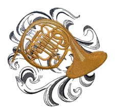 Musical Instruments French Horn with Baroque Background Custom and Unique E