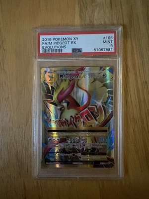 2016 Pokemon XY Evolutions 105/108 Full Art M Pidgeot EX PSA 9 Mint