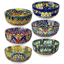 vancasso Cereal Bowls Set of 6, Bohemian Ceramic Soup Bowls, 28 oz Colorful B...
