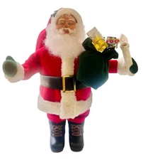 VTG Animated Santa ~Head/Right Arm Move ~Candle Lites Up Christmas See Video