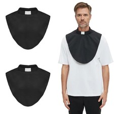 2pcs in Pack Unisex Clergy Black Tab Collar Clerical Bib One Size,