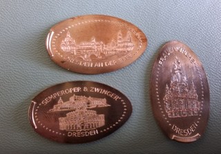 Elongated Coins Quetschmünzen 3x5 Cent Dresden Frauenkirche 2026 Top Zustand