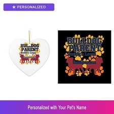 Custom Bulldog Set of 2 Ornament Personalized Pet Name Dog Lover Easter Gift