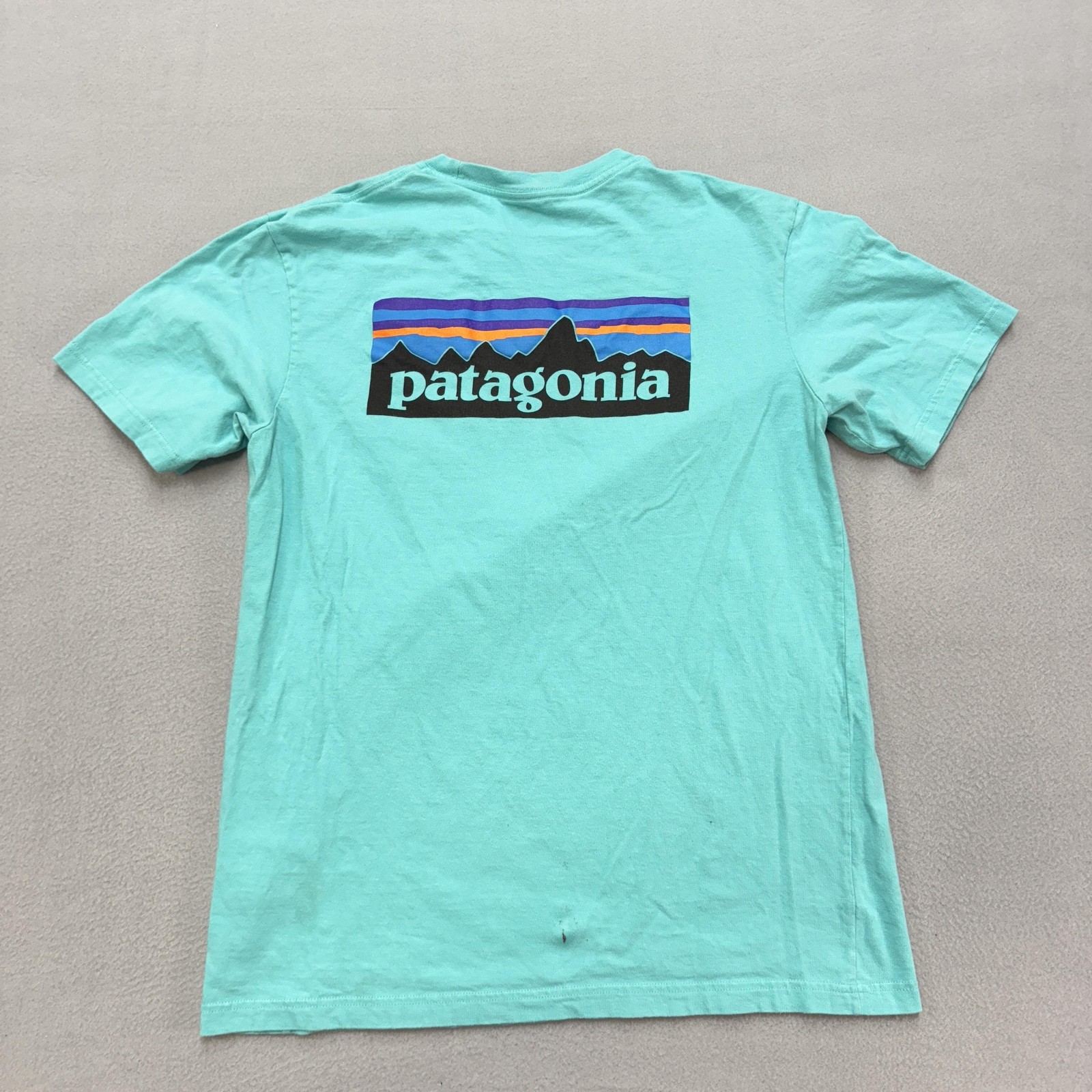 Patagonia P-6 Logo Shirt Mens Medium Blue Short Sleeve Graphic Tagless Tee