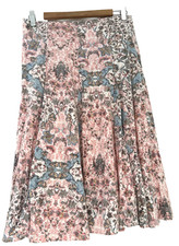 MARKS  SPENCER. PINK PRINT JERSEY LINED STRETCHY WAIST SKIRT. SIZE 12