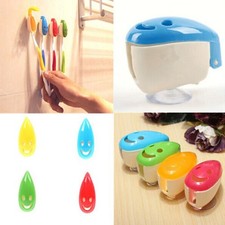4pcs Portable Bathroom Smile Face Toothbrush Holder Cover Suction Cup Super New