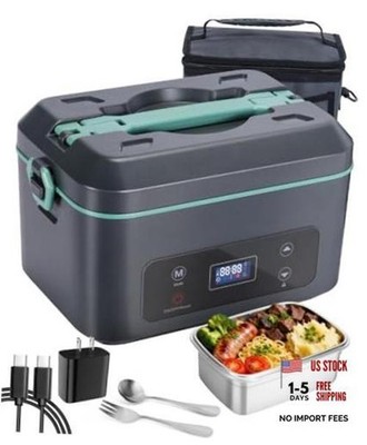 SKEOS Cordless Electric Lunch Box for Adults, Heated Lunch Box Grey Green