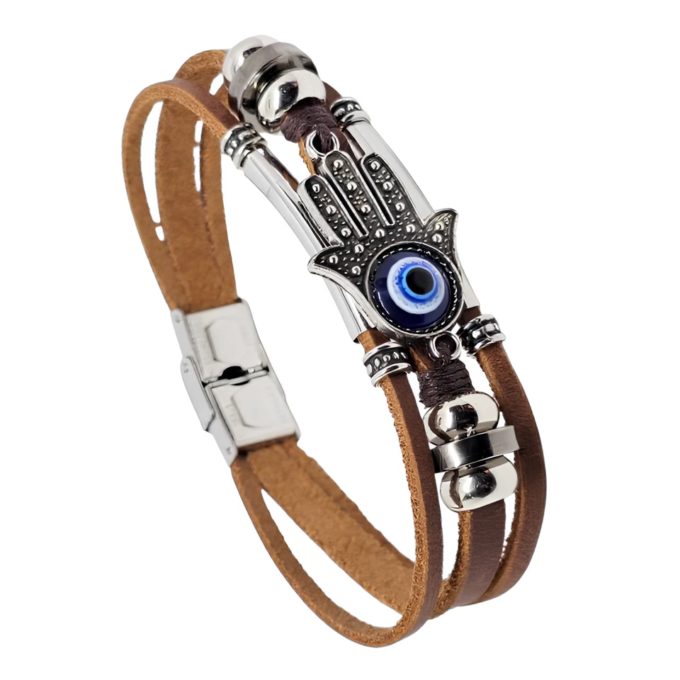 Brazalete protector Hamsa ojo de la suerte joyería espiritual étnica Foto 3 de 4