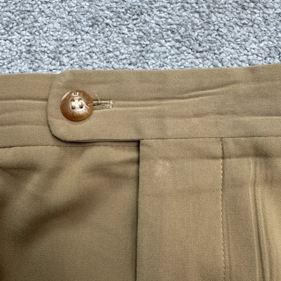 Pantalones de vestir vintage años 80 Bernard Zins plisados delanteros para hombre 36 marrón caqui recto Foto 3 de 4