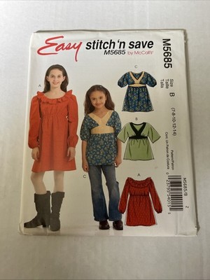 Easy stitch 'n save by McCalls M5685 Girls Top and Dress Pattern
