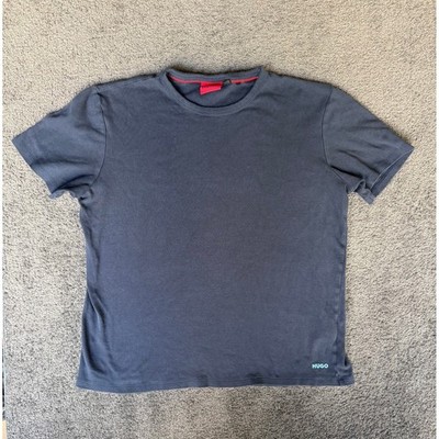 HUGO Hugo Boss Mens Large Charcoal Grey Short Sleeve Crew Neck Logo T-Shirt