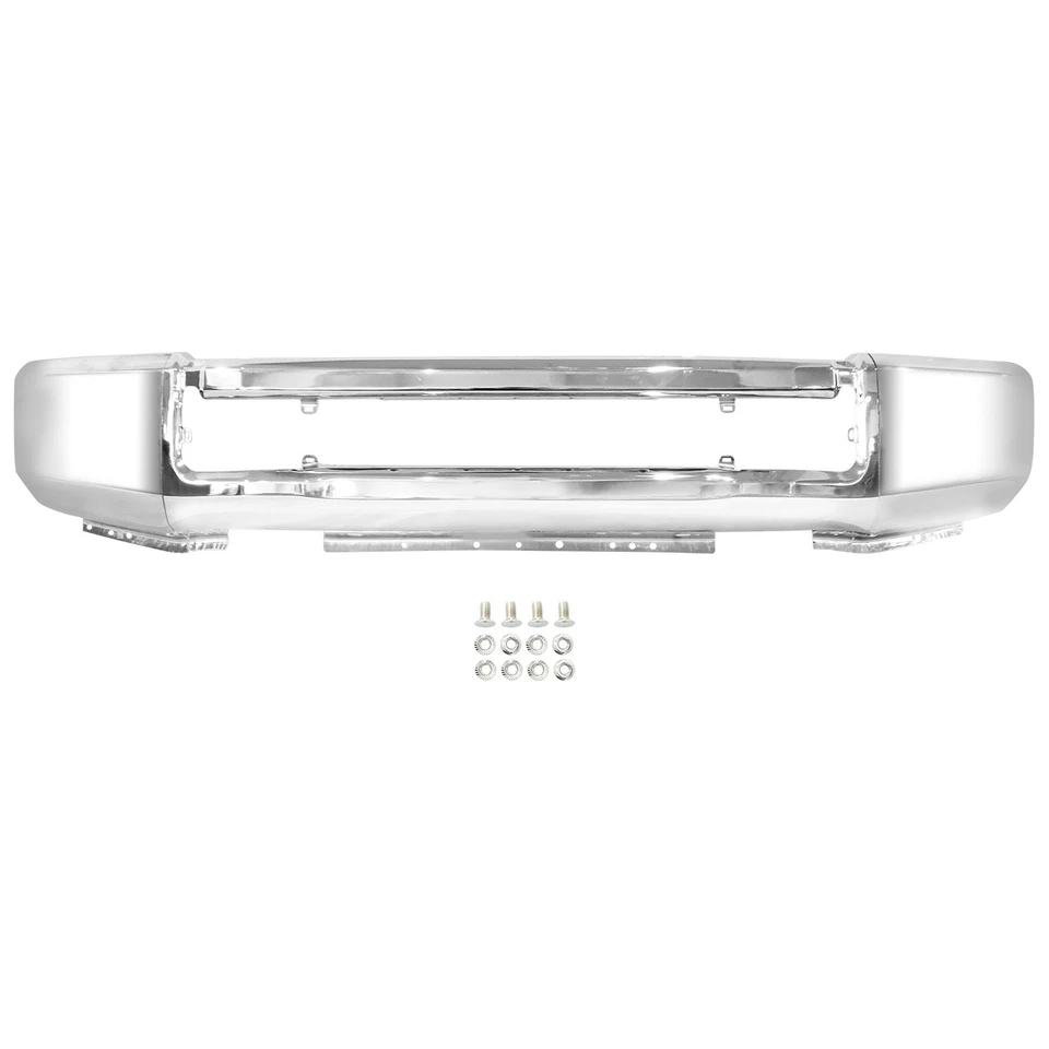 Chrome Steel Front Bumper For 20-22 Ford F250 F350 Super Duty w/o Fog Light Hole Foto 3 de 4