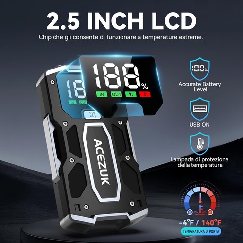 ACEZUK Avviatore Batteria, 5000A Avviatore di Emergenza per Auto/Moto, starter - Foto 4 di 9