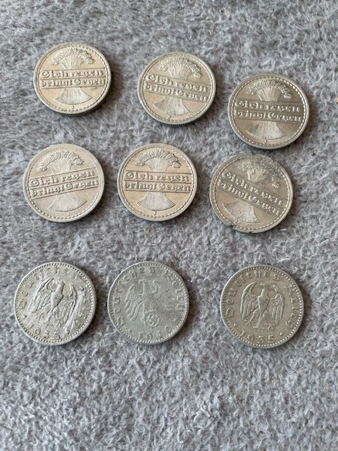 9x 50 Reichspfennig 1921–1940 – Deutsches Reich – verschiedene Jahrgänge & Präge - Bild 2 von 2