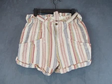 Free People Shorts Womens XS Multicolor Stripe Cotton Paperbag High Rise Casual