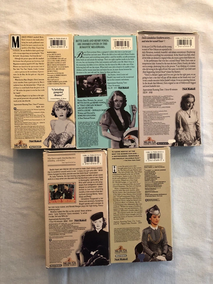 Bette Davis VHS Lot: Marked Woman/That Certain Woman/Jezebel/Dark Victory/Juarez - Image 4 of 4