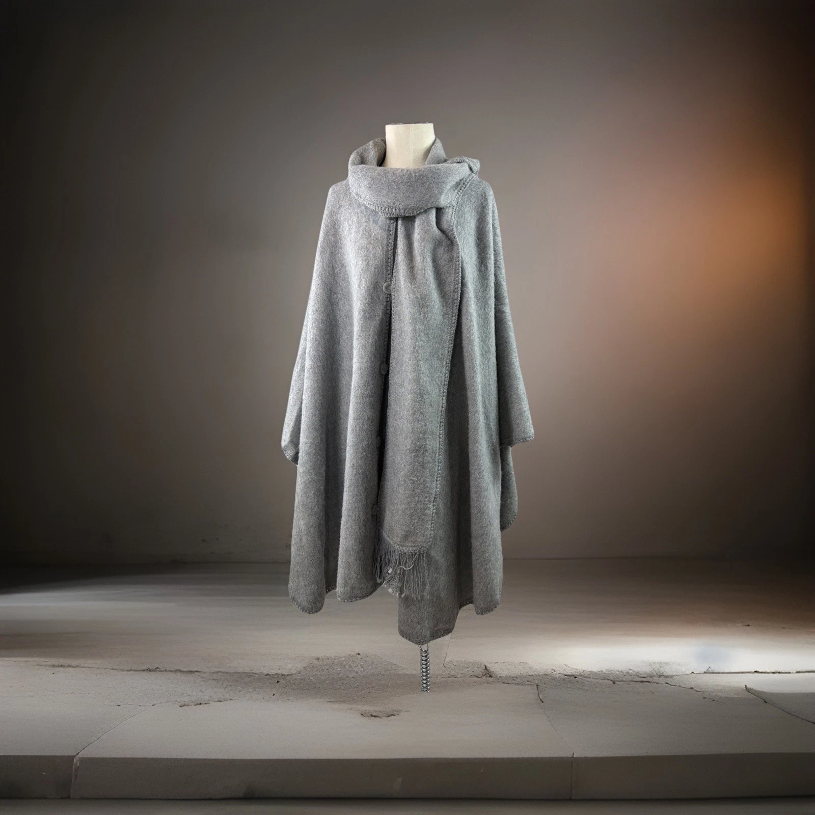 Peruvian 100% Alpaca Wool Camargo Cape Button Up Poncho SCARF Jacket Cloak OS