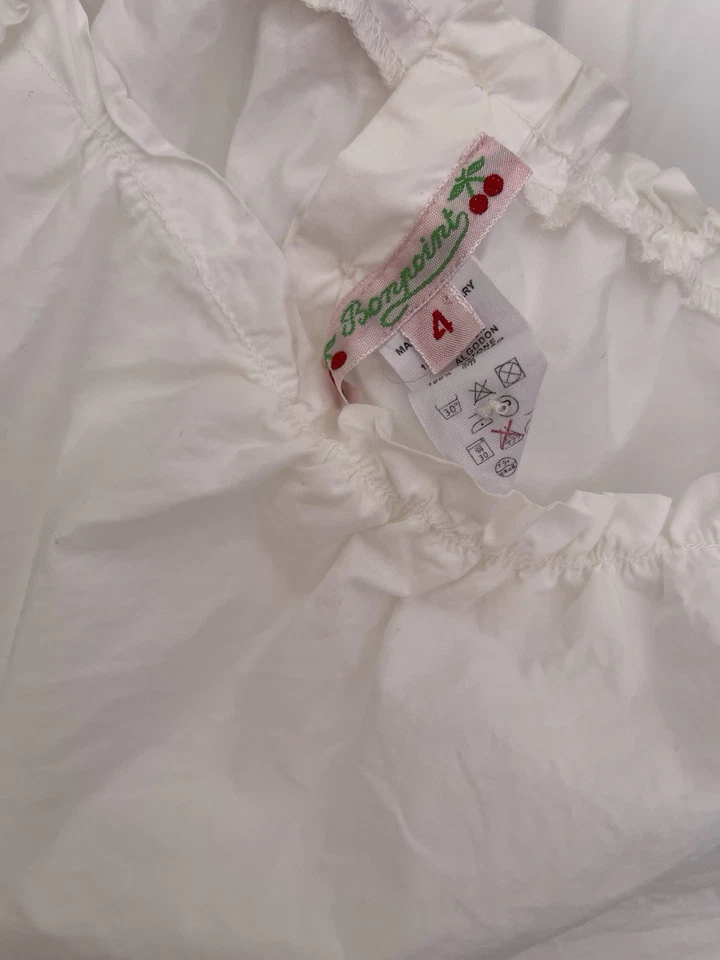 Bonpoint Girls White Cotton Blouse Top 4Y Minimalist Luxury - Image 3 of 3
