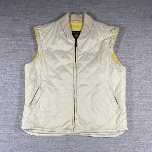 Loro Piana Quilted Nylon Cashmere Blend Vest Men Large Cream Full Zip Italy