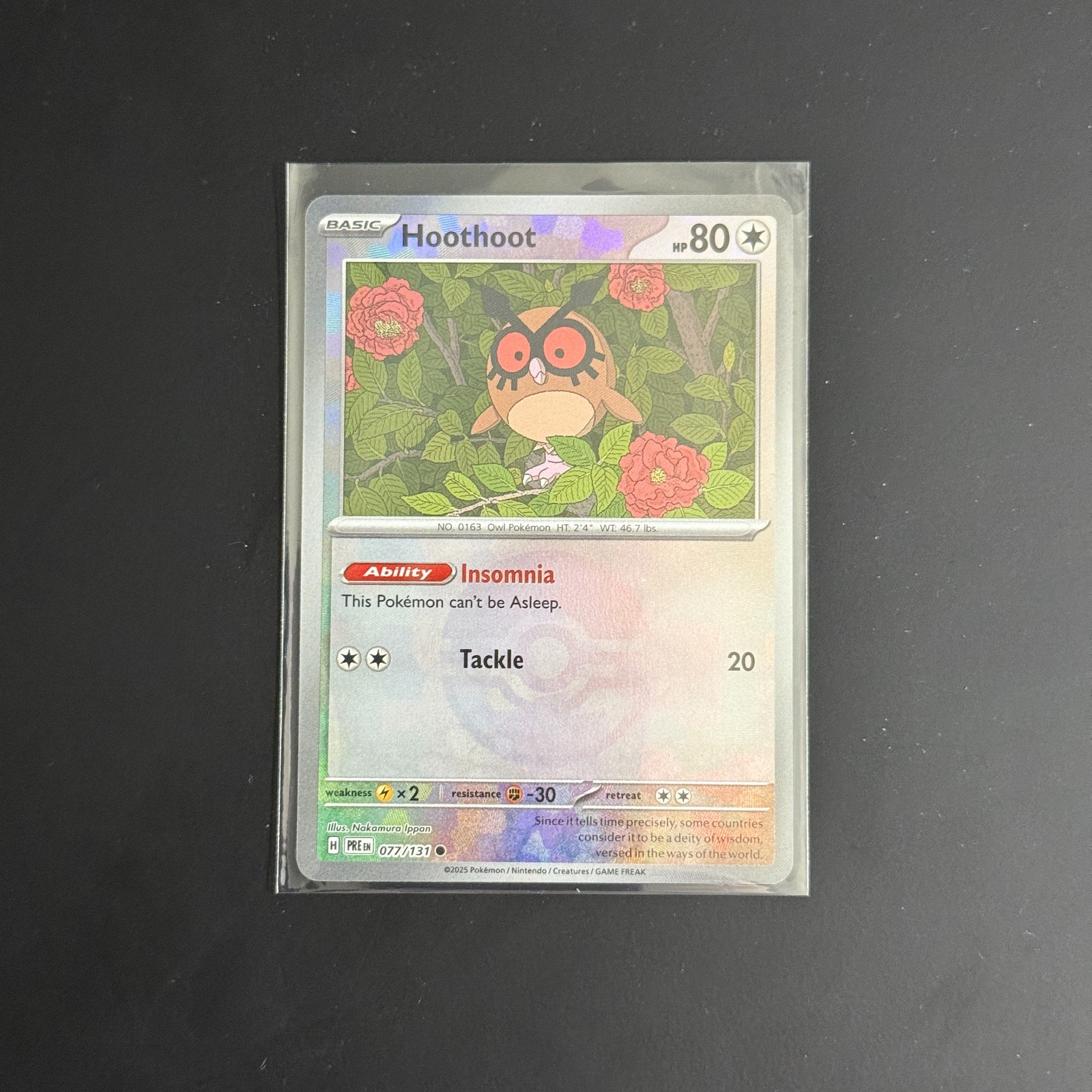 Hoothoot (Poke Ball Pattern) 077/131 Prismatic Evolutions Holo POKEMON NEAR MINT