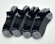 4 Pairs Bombas Women's Honeycomb Original Ankle Socks Cushion Size M 8-10 black