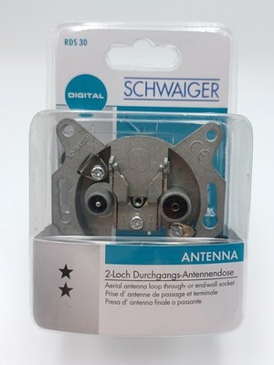 SCHWAIGER 2-Loch Durchgangs Antennendose RDS 30 Unterputz Steckdose 448