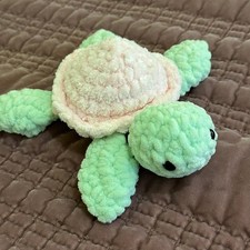 Handcrafted crocheted turtle, pink or brown, 8" long