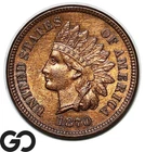 1870 Indian Head Cent Penny, Red Brown, Hard To Find In MS, BU++ RB Key Date!