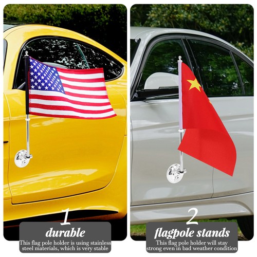 2 Pieces Flagpole Base with Suction Cup Holder, for outside House Car - Picture 4 of 12