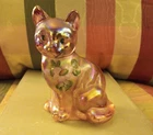 Fenton Art Glass Hand Painted & Artist Signed Pink Iridescent Cat Flower, Petals