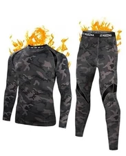 Men'S Thermal Top and Bottom Set Underwear Long Johns Base Medium Camouflage
