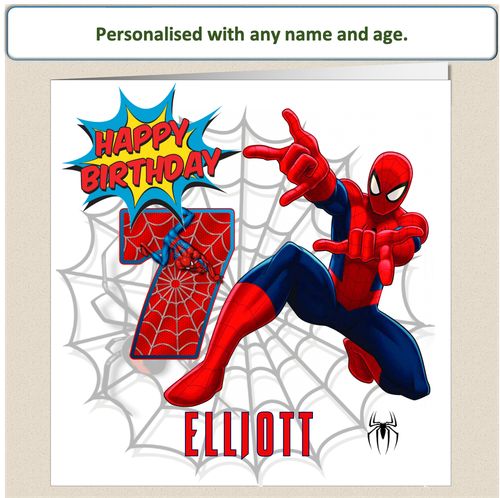 Tarjeta de cumpleaños personalizada de Spiderman - hijo nieto hermano sobrino primo SPID3 - Imagen 4 de 10