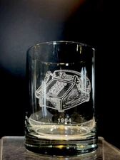 Vintage AT&T Etched Timeline Telephone Dated Whiskey Lowball Glass 1964 RARE