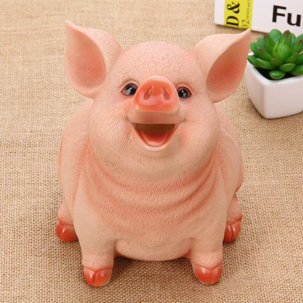 1pc Cute Piggy Bank Plastic Pig Money Bank Piggy Bank Pig Money Box Coin  Bank Plastic Saving(big) (pink)