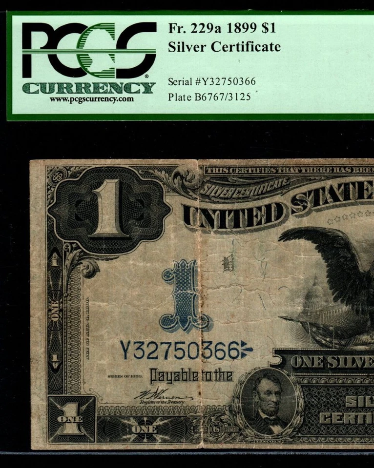 Fr 229a 1899 $1 Silver Certificate PCGS 10 Black Eagle KEY NOTE DATE RIGHT (AFJ) - Image 2 of 4