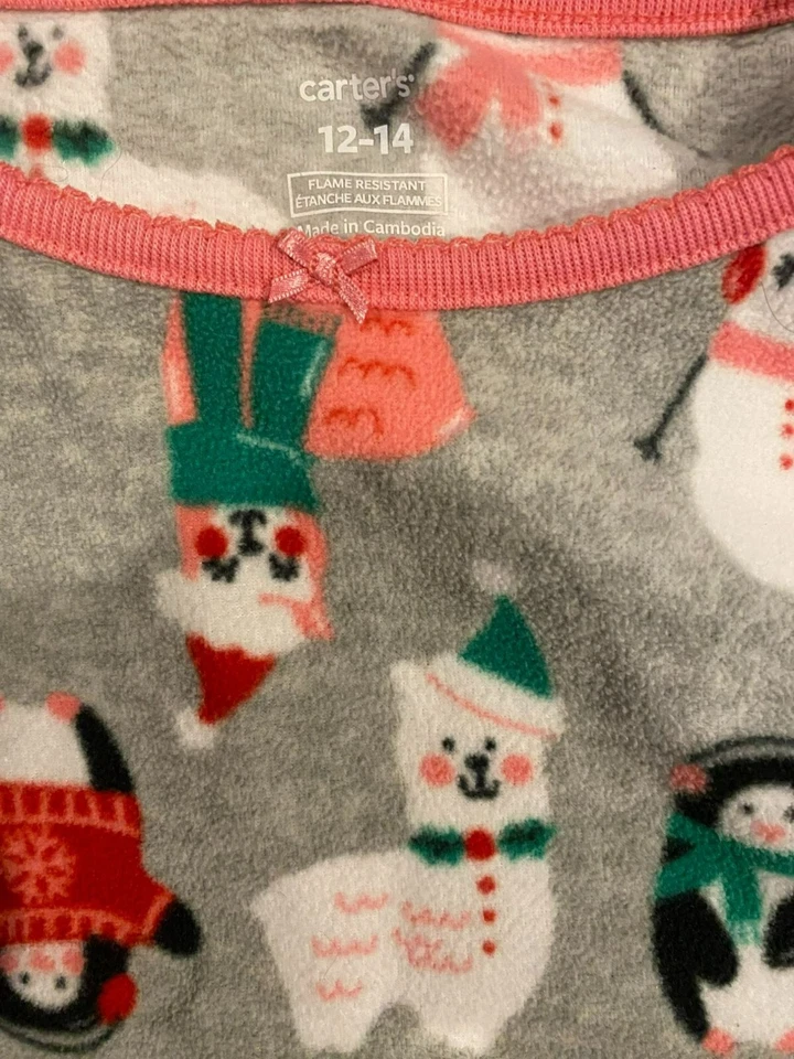 Camisón Carters Niñas Vacaciones Invierno 12-14 Gris Vellón Manga Larga Dobladillo con Volantes Foto 4 de 4