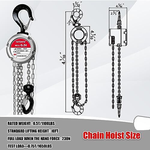 Chain Hoist 10FT Mini Hand Chain Block Hoist With 2 Heavy Duty Hooks - View #9