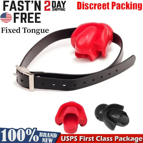 PU Leather Tongue Fixed Open Mouth Gag BDSM Bondage Flirting Restraint Couples - Picture 1 of 22