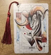 ARIES Zodiac Bookmark Astrology Oracle Card Art Deck Gift Purified & Charged