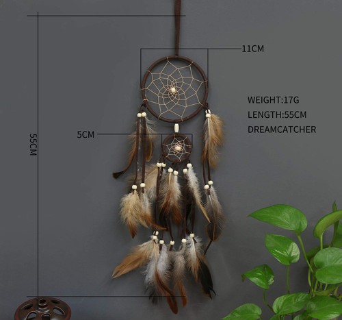 Atrapasueños de plumas hecho a mano, adorno colgante de pared - Picture 2 of 3