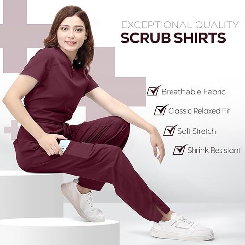 NY Threads Scrubs for Women V-Neck Nurse Scrub Top Women Workwear - Picture 48 of 68