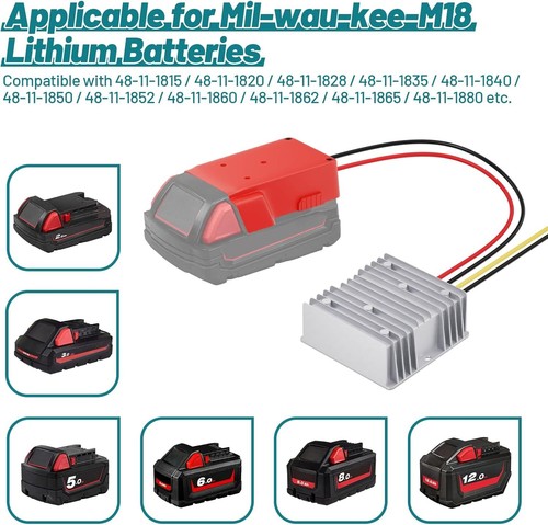 Step Down DC Voltage Converter For Milwaukee 18V To 12V Battery Dock DIY Adapter - Picture 6 of 11
