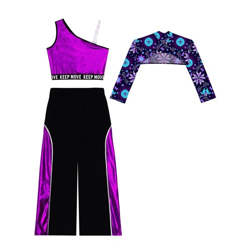 Conjunto de 3 piezas de chándal de entrenamiento para niñas bloques de colores ropa de baile correr trotar - Imagen 27 de 59