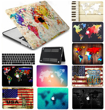 2in1 World Map Flag Rubberized Hard Case Cover For Macbook Air Pro 13" 14 15 16