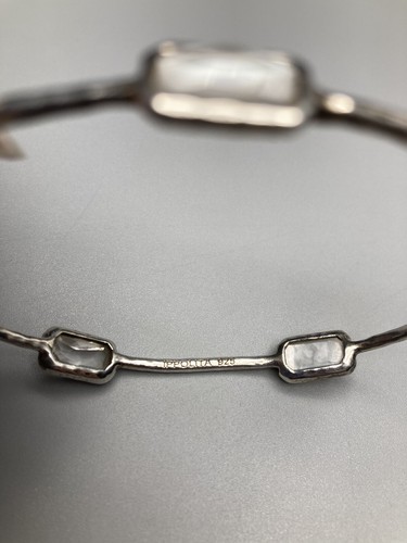 IPPOLITA Rock Candy 5 Stone Clear Black MOP Bangle Bracelet Sterling Silver 925 - Picture 5 of 12