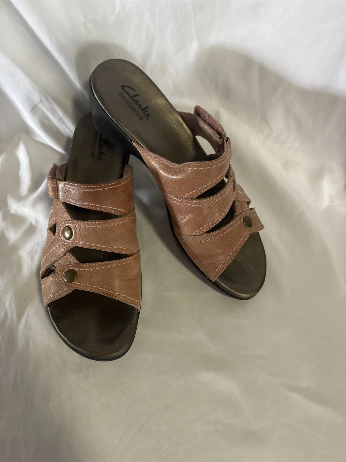 Sandalo Clarks Pieghevoli Donna Marrone Pelle Tacco Basso Taglia 8M