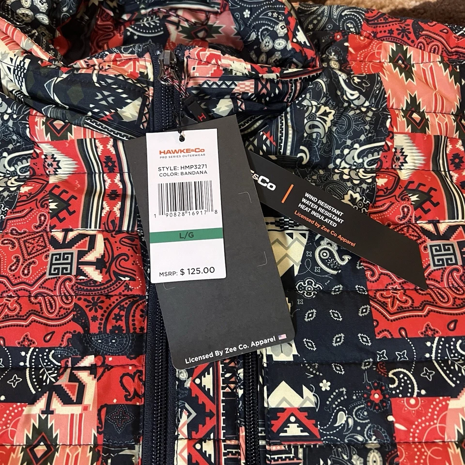 Hawke & Co Pro Performance Puffer Jacket Men’s Size Large Bandana Print - Image 4 of 4